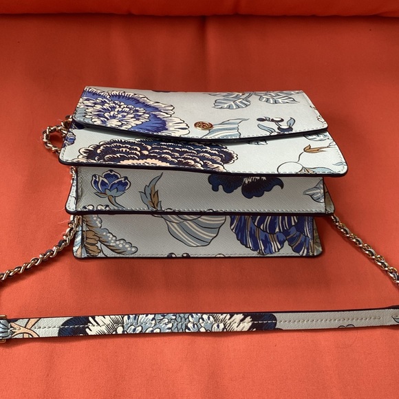 Tory Burch Robinson Blue Floral Handbag - Picture 7 of 8